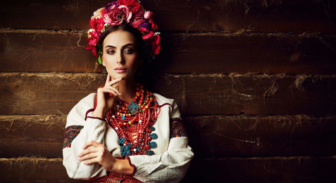 woman in national Ukrainian clothes