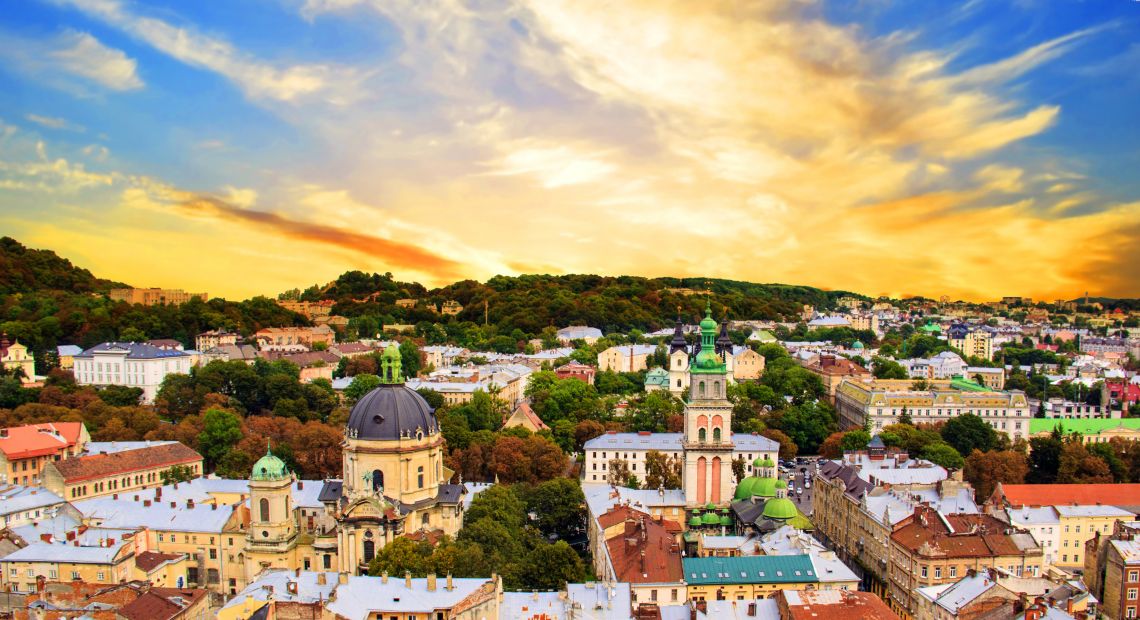 panoramic view over city of lviv