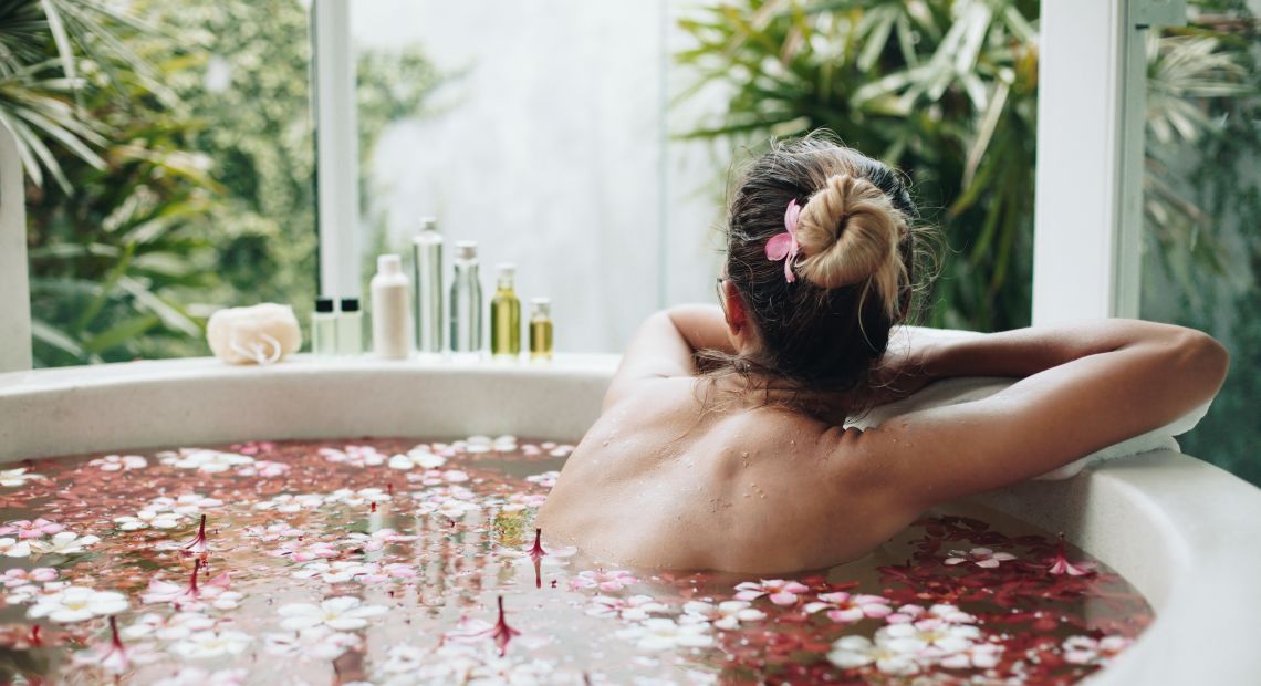 Woman chilling in a bath