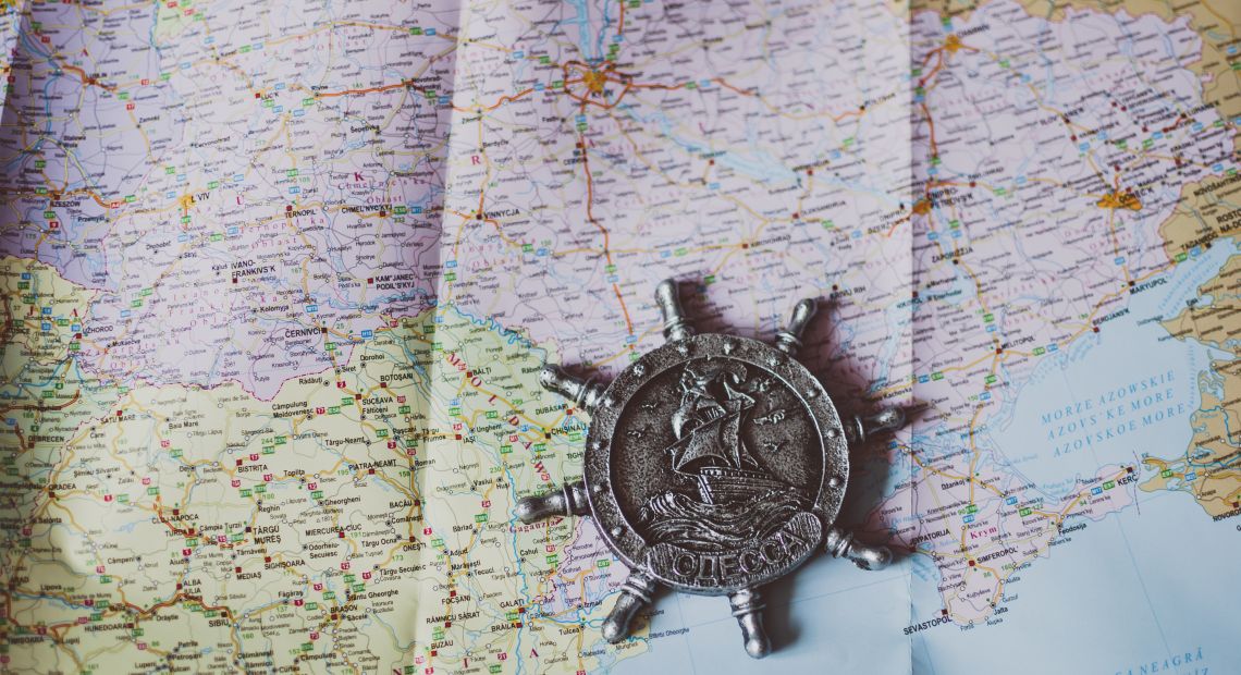 Map of Ukraine and a magnet from Odesa