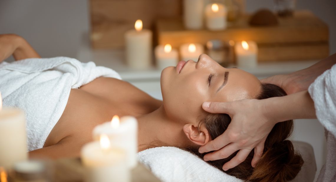 Woman getting treatment at a spa salon