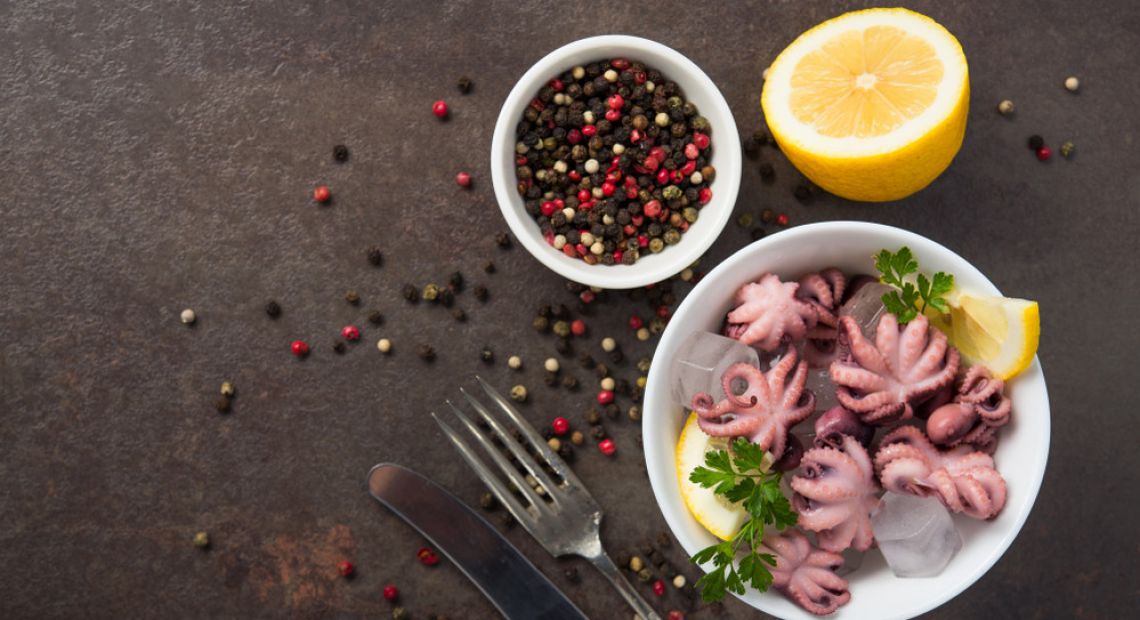 octopus served with spices