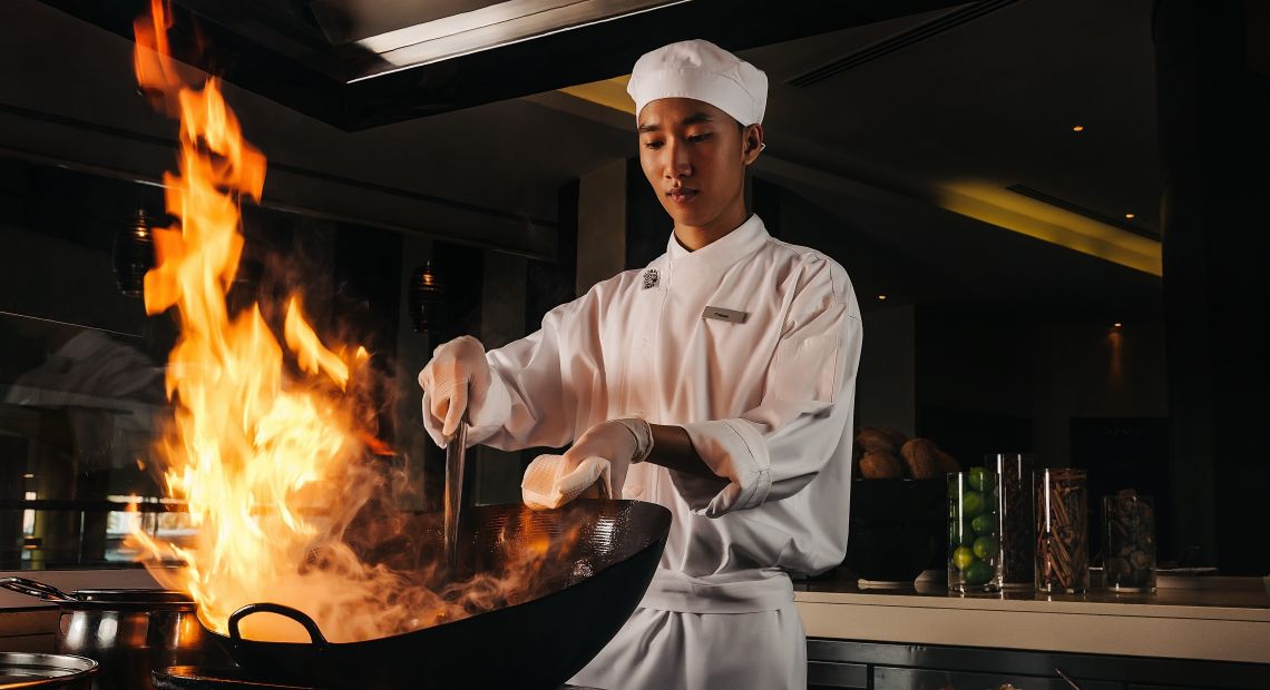 Thai chef preparing food