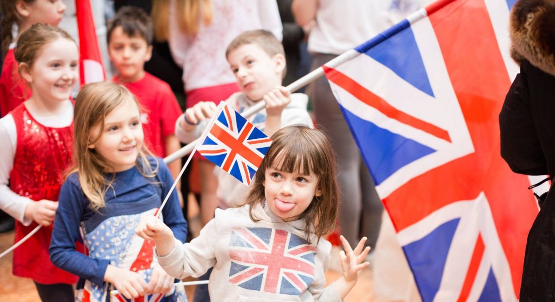 Kid holding a flag