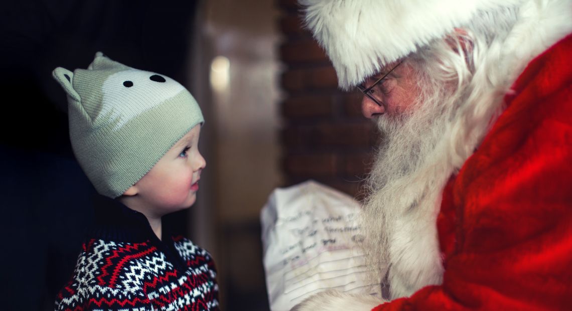 santa claus and little boy
