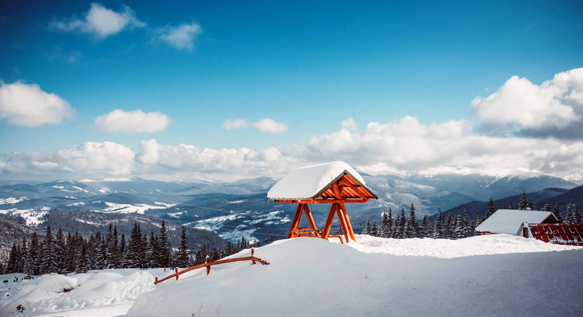 People on skis in the Carpathians