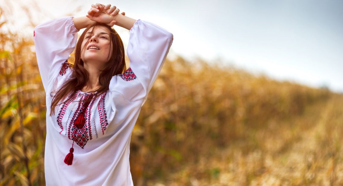 Woman in a traditional Ukrainian shirt