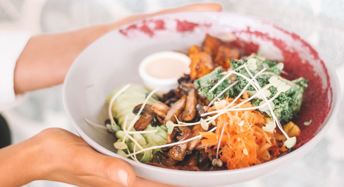 Bowl of exotic and healthy food