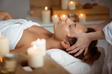 Woman getting treatment at a spa salon