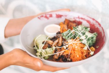 Bowl of exotic and healthy food
