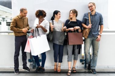 Young people after shopping