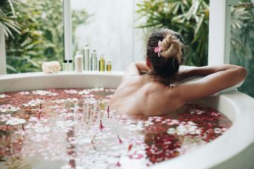 Woman chilling in a bath