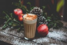 Hot chocolate drink with spices and liquor