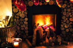 Fire in a fireplace