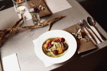 vegatarian dish on the plate on served table