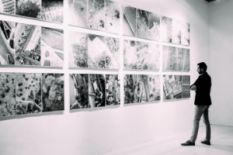 Man admiring contemporary art