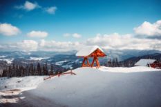 People on skis in the Carpathians