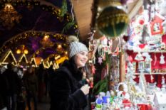 Girl visiting Christmas market
