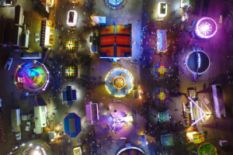 festival attractions and buildings from above