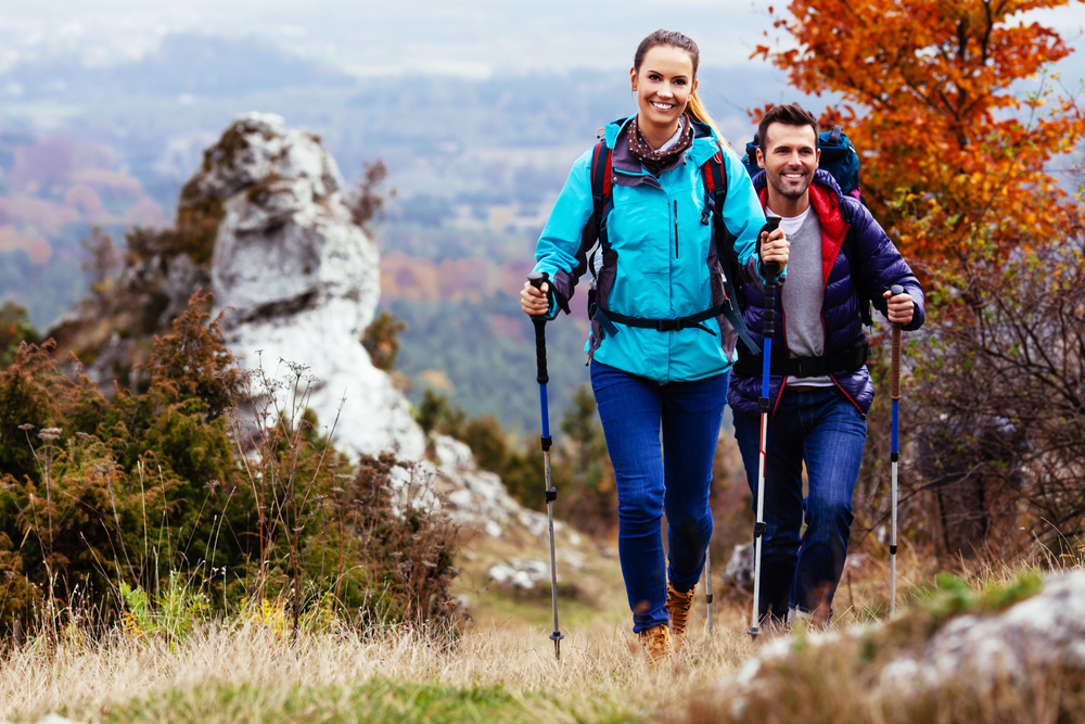 Woman hiking in autumn