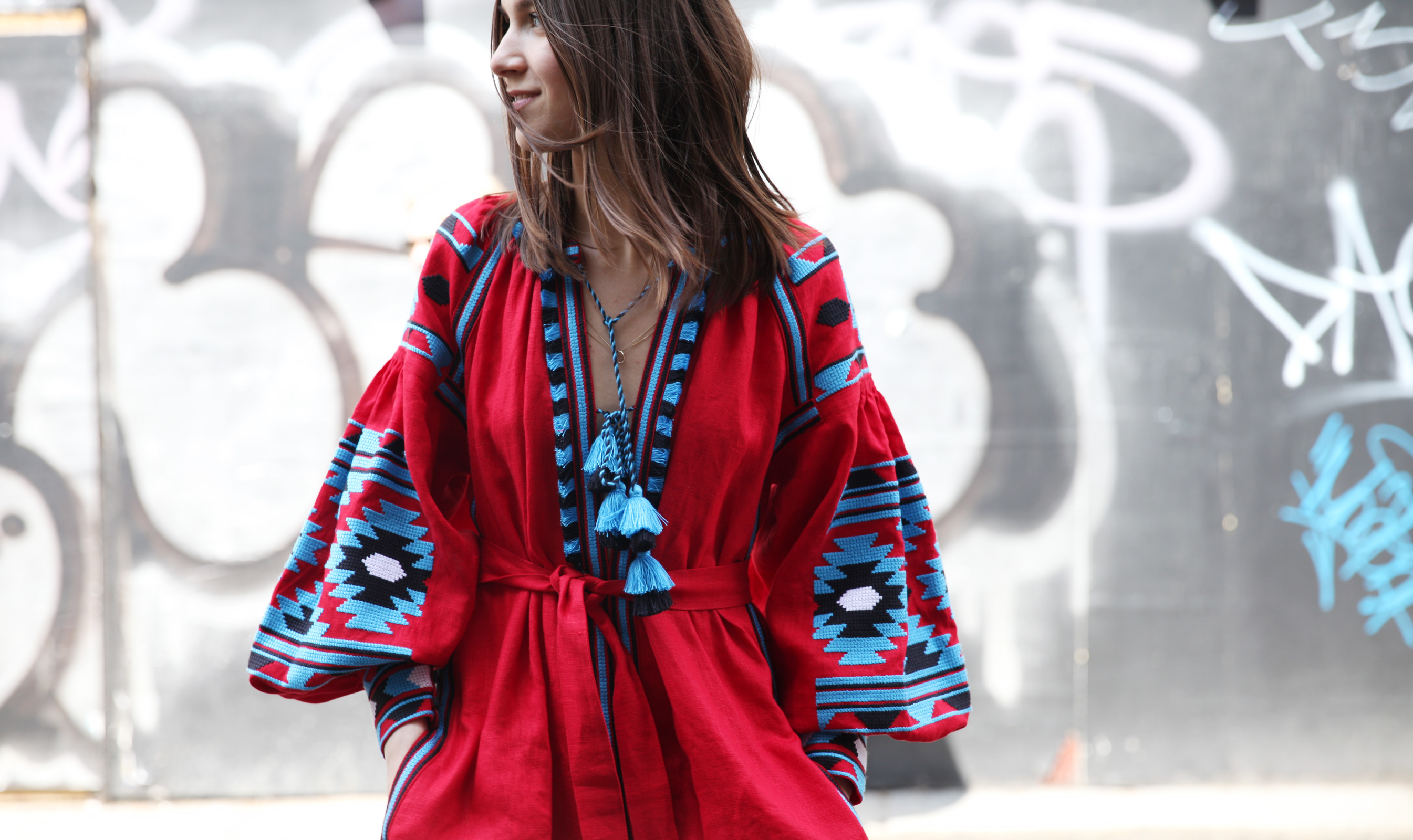 girl in blue and red vyshyvanka