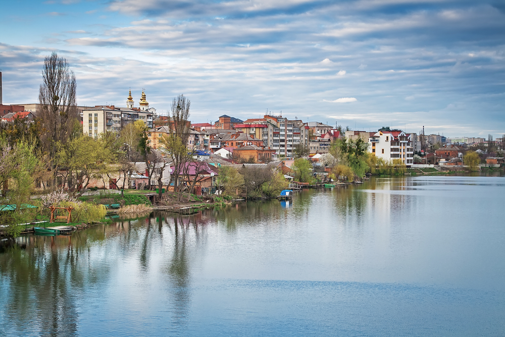 city on river bank