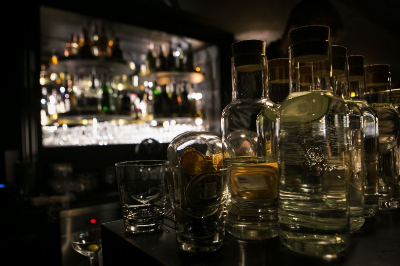 bottles in bar hall