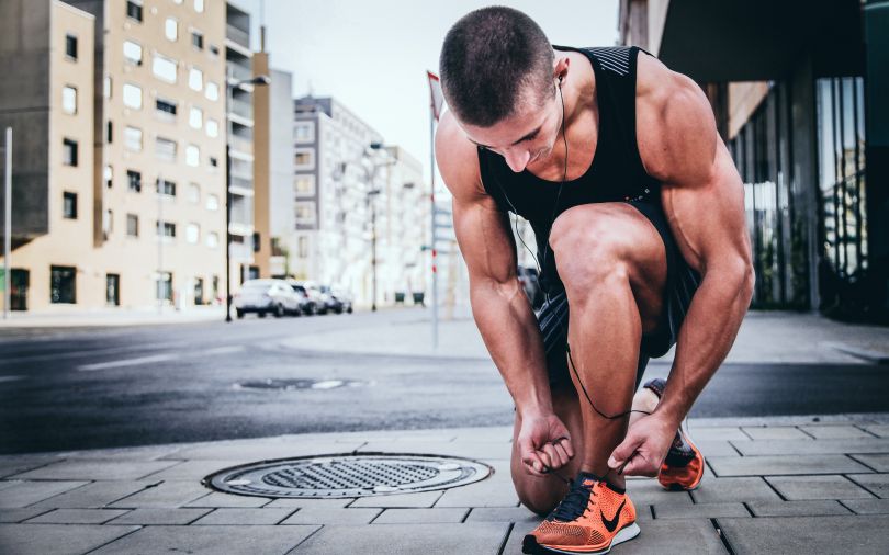 Man on a street workout