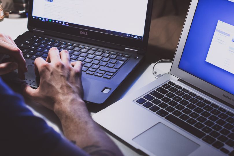 Person working on laptop