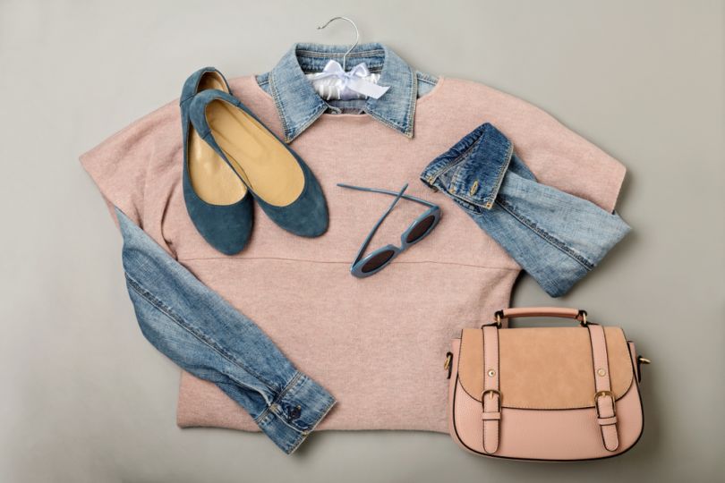 A soft peach look with glasses