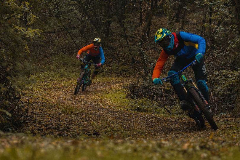 Man on mountain bikes
