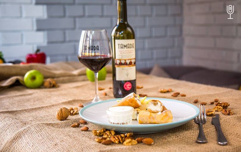 georgian wine and food on plate