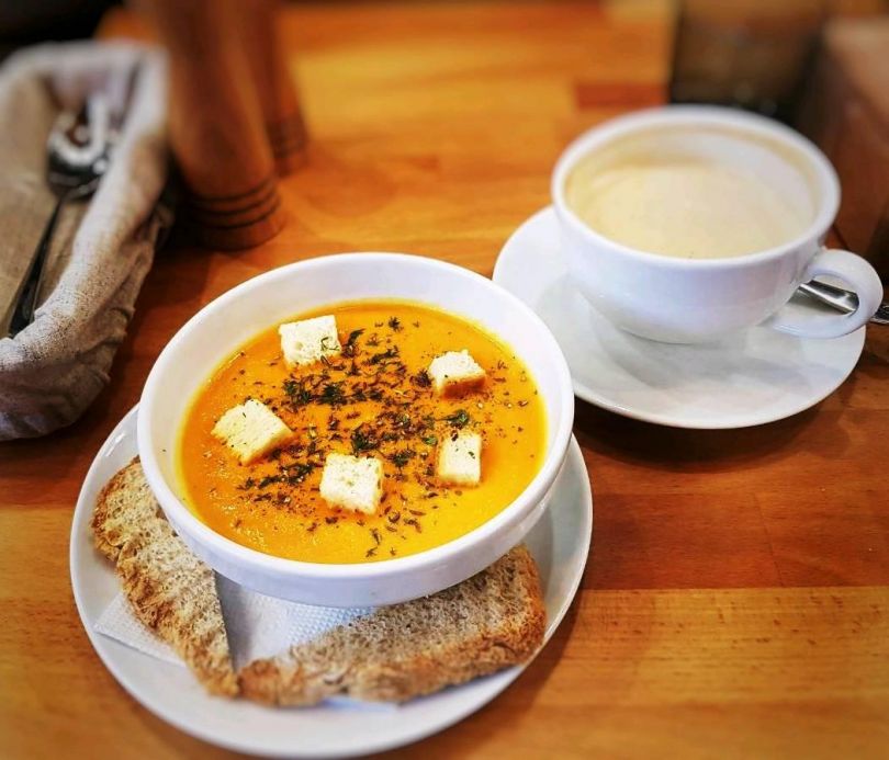 cup of coffee and cream soup