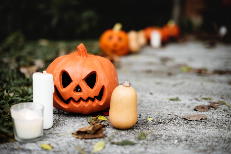 halloween pumpkin and candles