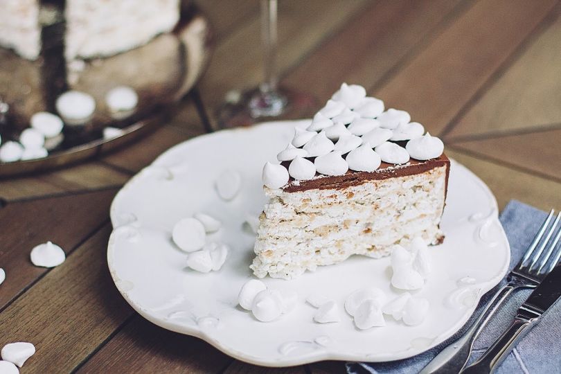 pice of delicious cake on plate