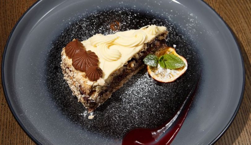 piece of tasty kyiv cake on plate