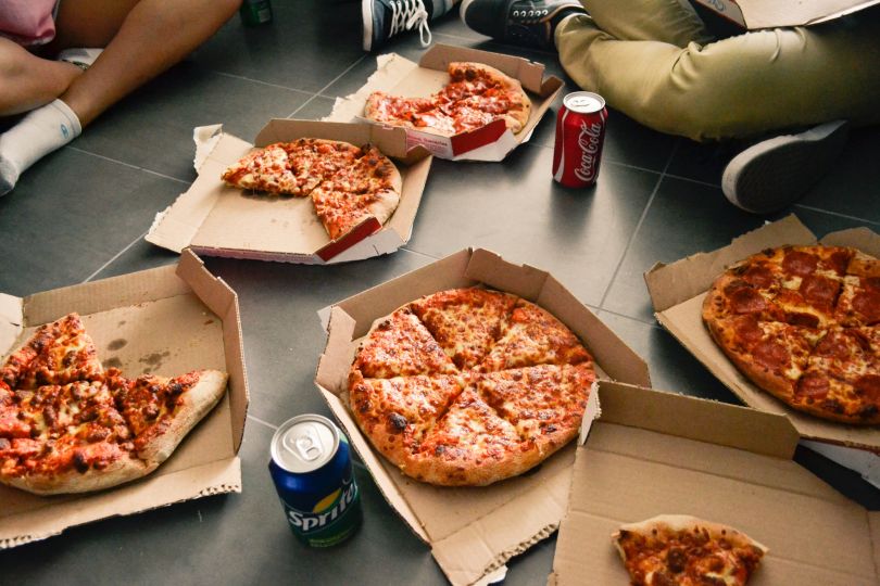 Pizza in boxes