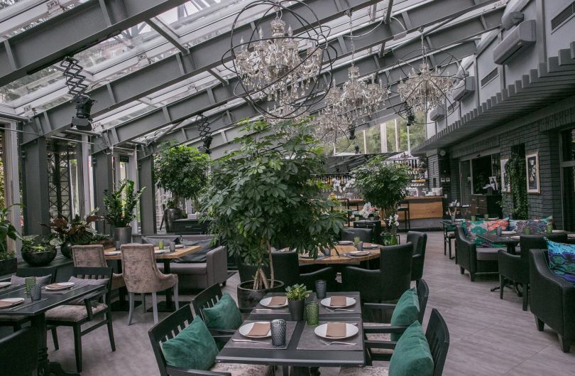 roofed restaurant terrace
