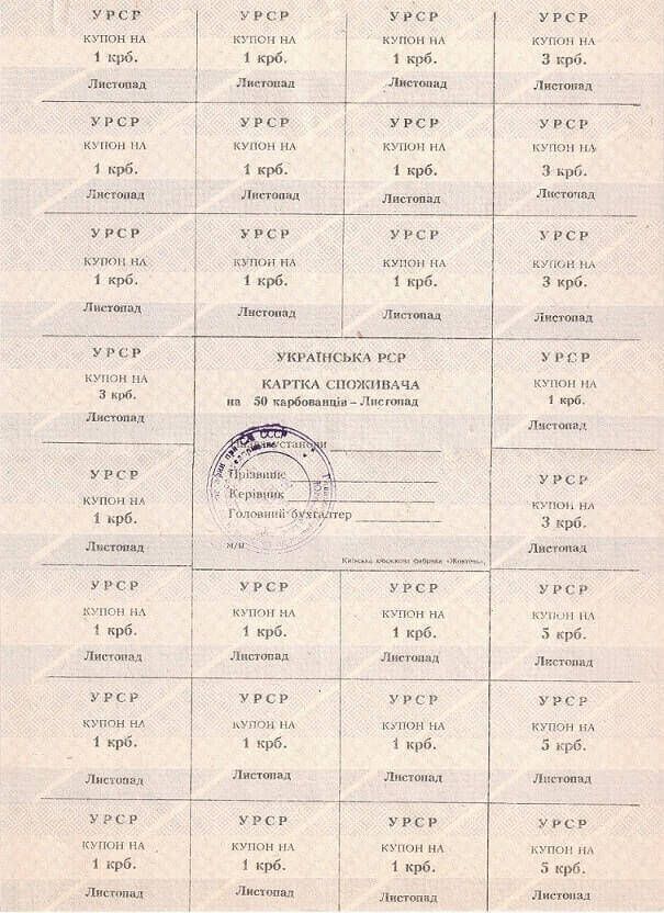 Coupons in Ukrainian Soviet Republic