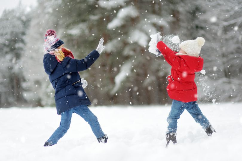 Kids playing in snow