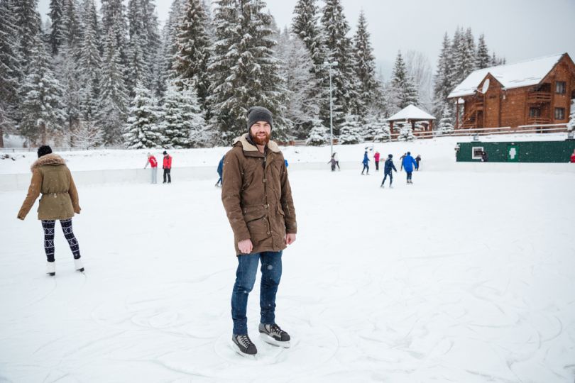 Outdoors Ice skating