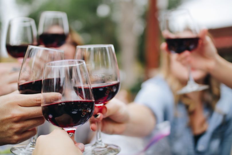 Red wine glasses