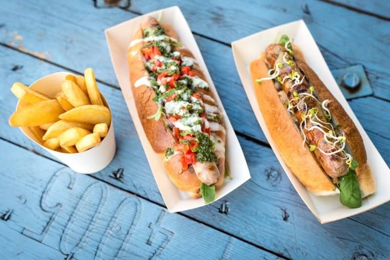 two hot dogs and pack of French fries