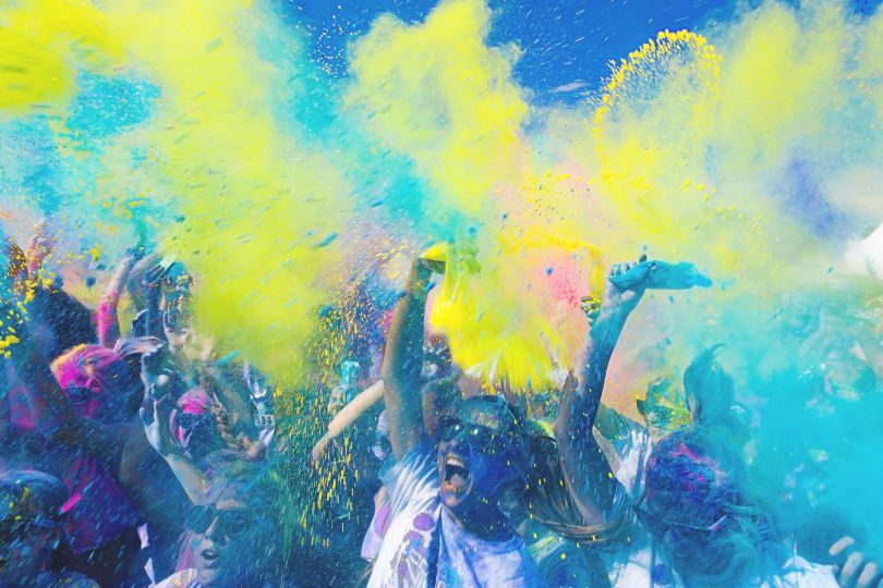 people on Holi fest