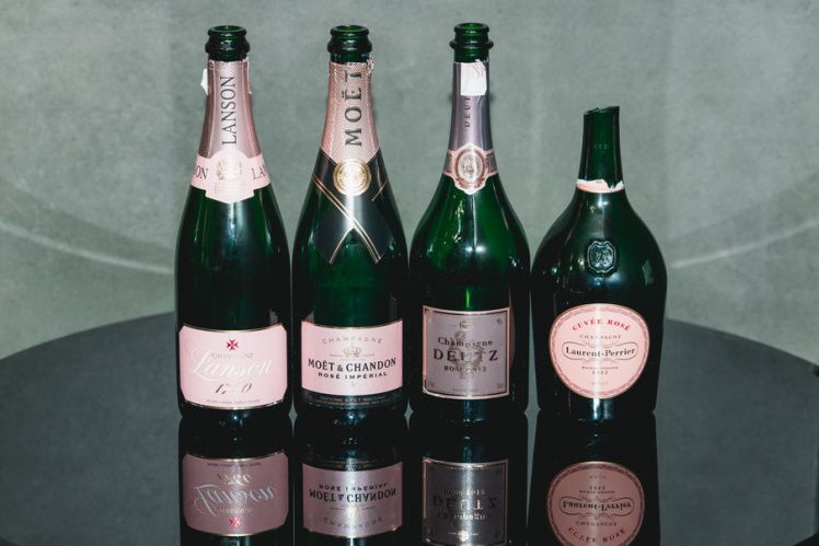 Rose bottles on the table