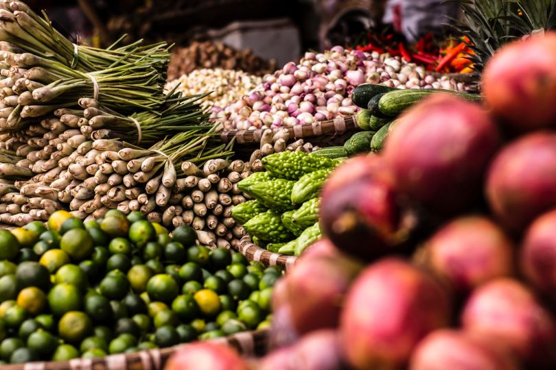 Food assortment on the stall